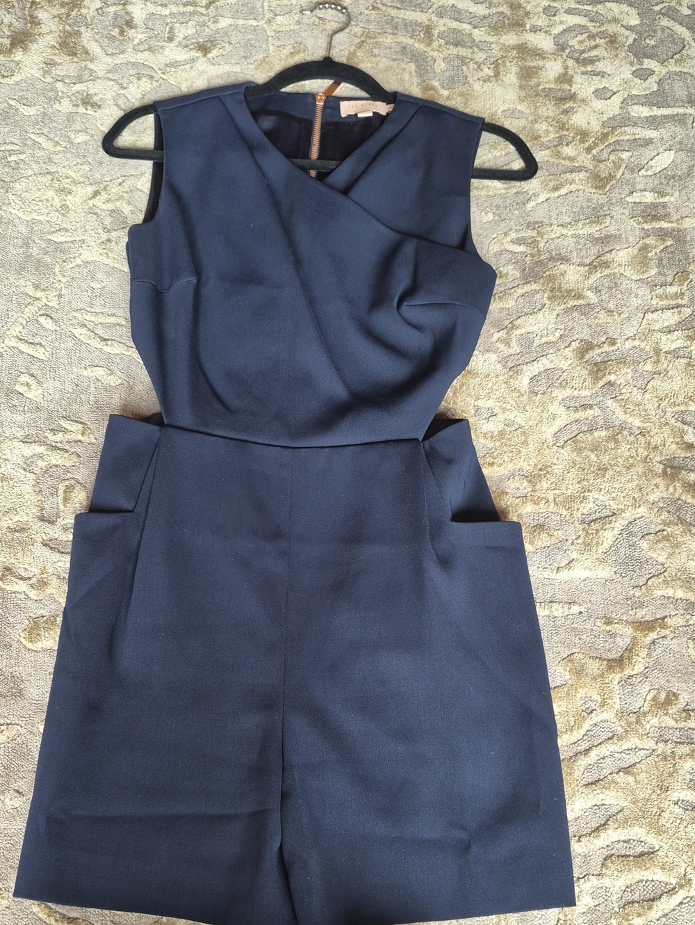 Ted Baker Navy Blue Sleeveless Romper with Rose Gold Zip 1 Konnee Playsuit Wrap